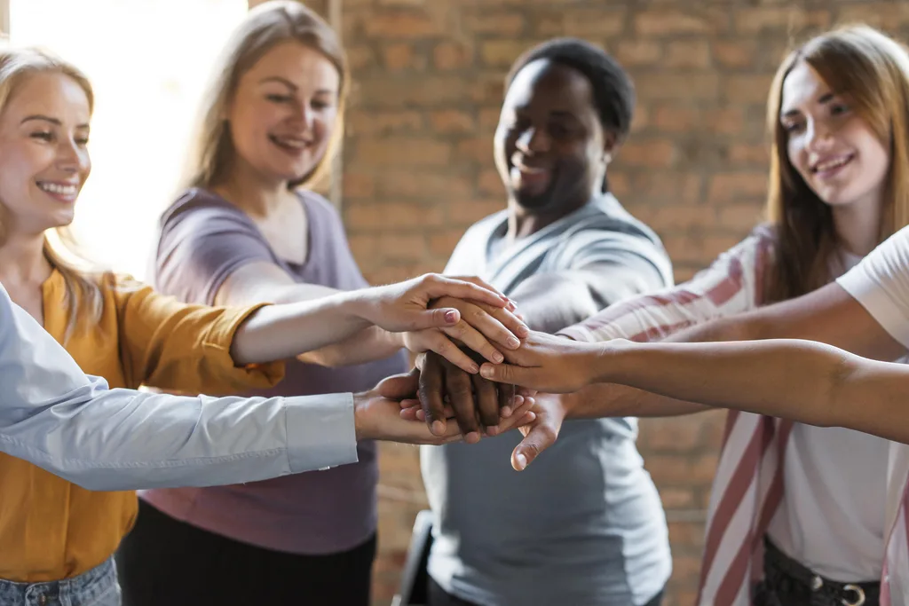 Group of people feeling empowered